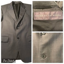 OSCAR DE LA RENTA 2-Piece 100% Wool Suit Jacket Dress Pants Gray Size 43R
