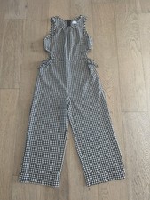 Zara Girls Jumpsuit Gingham Black White Size 10