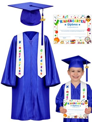 Kindergarten Graduation Cap and Gown Set, 2025 Kids Graduation Outfit with Ta...