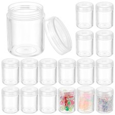 24 Pack 40ml Clear Bead Jar Empty Plastic Storage Container 1.5x2inch with Ro...