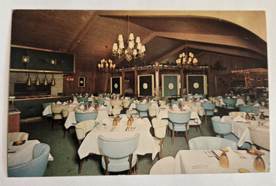 VTG Unused Postcard Dundee Illinois Swiss Chalet Interior Cocktail Lounge S18 