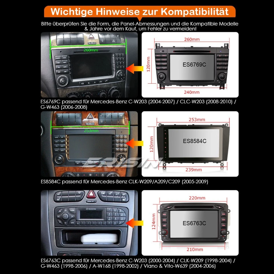 64GB Android 14 DAB+ Autoradio NAVI CarPlay CD Mercedes BENZ C/G/CLC Klasse W203 - Bild 3 von 4