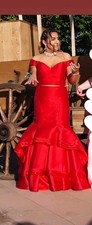 Sherri Hill Red 2 Piece prom dress size 14 Zip Up In Back