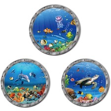 Ocean Animals World Under Sea Decor Includ Turtles 3 PCS, Dark Blue