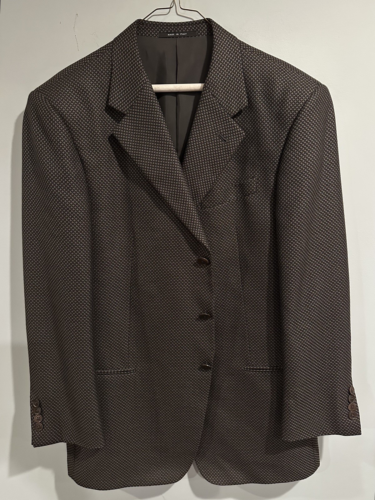 $1,500 Armani Collezioni Dk Brown Raised Texture Silk Wool Blend Blazer 44R Coat