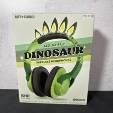 ART SOUND LED Light Up Wireless Headphones Dinosaur Bluetooth Built-In Mic NEW