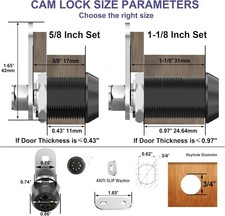 3 Pack RV Storage Lock, 5/8" Cabinet Locks with Keys, Cam Lock Keyed Alike RV...