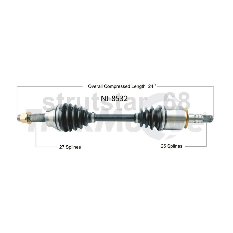 Eje TrakMotive CV 2 piezas delantero izquierdo delantero derecho para Nissan GT-R 2009-2017 Foto 2 de 3