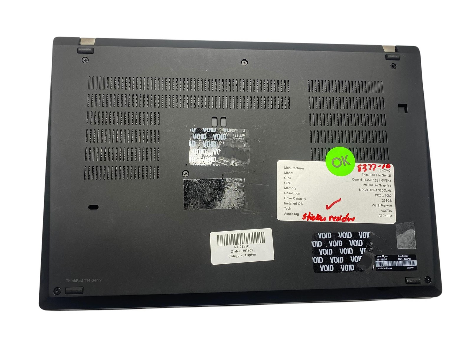 Lenovo ThinkPad T14 Gen 2, 14-Inch Laptop, with Intel Core i5-1145G7, Windows 11 Pro