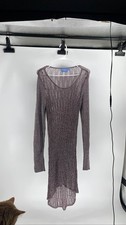 Vera Wang Women's Purple Ribbed Knit Hi-Low Tunic Sweater Dress L