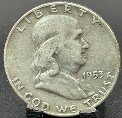 Lot of 4 Franklin Half Dollars   90% Silver   1953 D, 1960, 1961 D + 1 Dateless