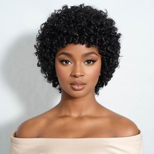 HAIR Afro Wig Human Hair Wigs for Black Women Kinky Curly Short Glueless Wig ...
