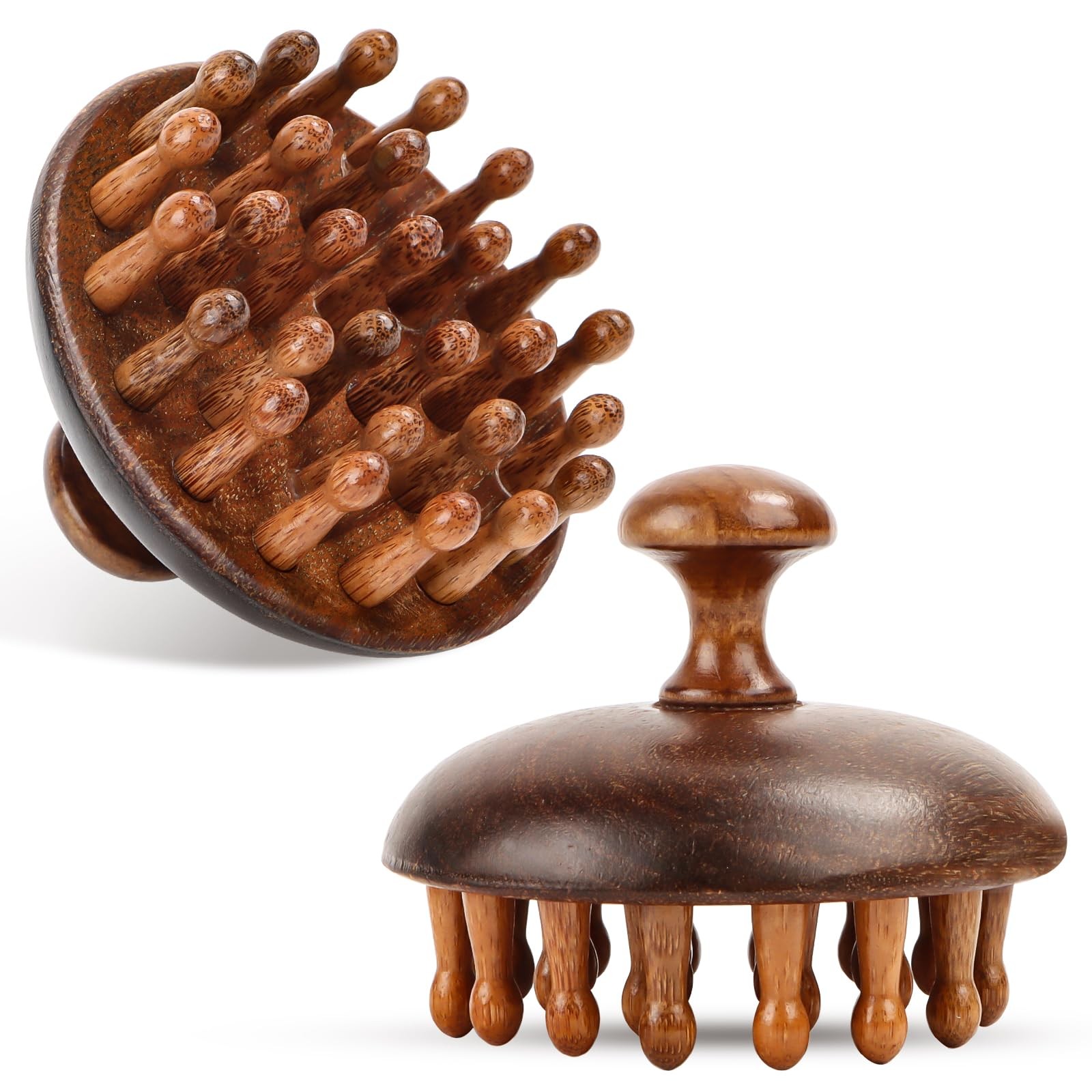 Brosse de massage de la tête en bois pour routine spa à la maison et soins capillaires sous la douche