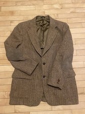 Vintage Harris Tweed 2 Button Blazer Jacket Brown Size L 100 Scottish Wool