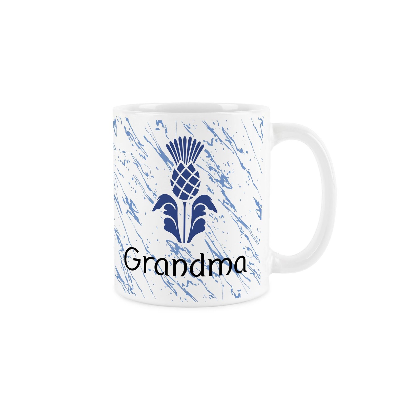 Scottish Thistle Grandma Mug - White Scotland Gift Family Ceramic Cup