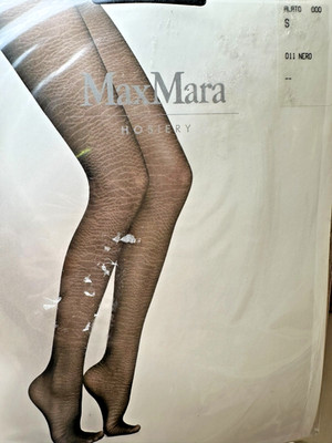 Max Mara Tights Patterned Black Designer Stockings Classic Hosiery Legwear S NIP