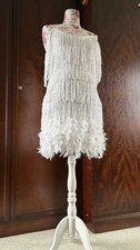 Dupe Nadine Merabi feather and sequin white dress size 8-10