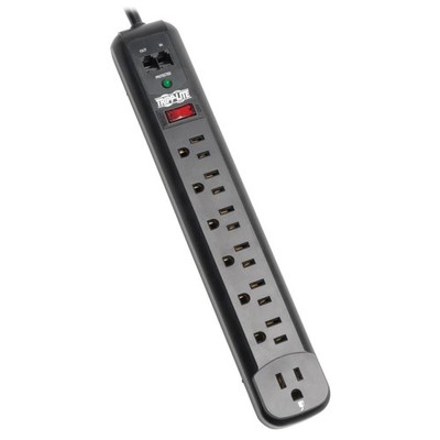 Tripplite 7 OUTLET SURGE STRIP WITH RIGHT ANGLE TLP76RBTEL UPC 037332175649