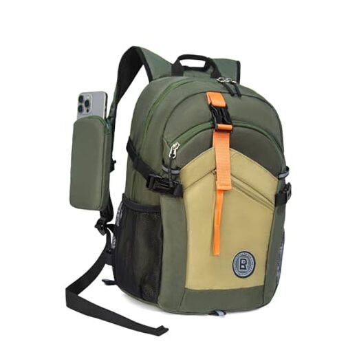 20L Lightweight Olive Green Hiking Backpack with Phone Pocket-image