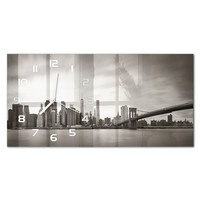 Wanduhr Glas-Wanduhr In Breiter Form Manhattan New York WeißE Zeiger 60X30 Cm