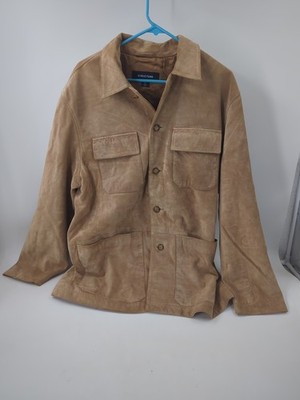 Vintage 90s Structure Suede Leather  Coat Size Men's Large  