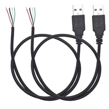 2Pcs Short USB 2.0 Pigtail 4 Wire - 0.5M/1.6FT 5V/1A USB A Male 4 Pin Bare Wi...