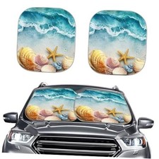 Coldinair Beach Starfish Shell Windshield Sun Shade Beach Ocean Wave Starfish