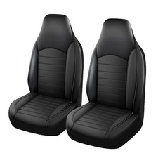 High Back Front Car Seat Covers Bucket Seat Covers Waterproof PU Leather Black
