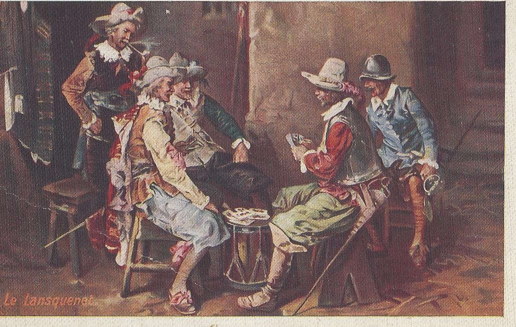 Cartolina artistica I Lanzichenecchi - illustrata - viaggiata in busta