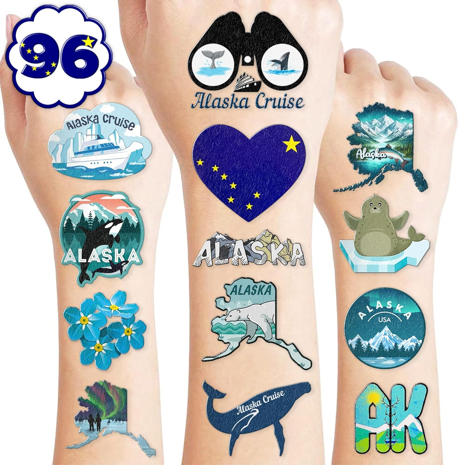 100 PCS Alaska Cruise-Themed Birthday Party Decorations with Temporary Tattoos