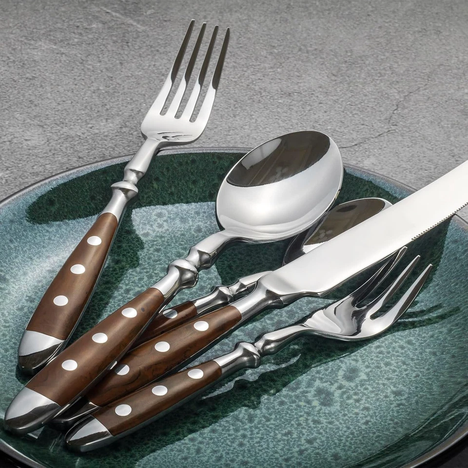 Alata Besteck Set für 6 Personen Rustikales Tafelbesteck Set Edelstahl 30-teilig - Bild 4 von 4