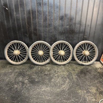 Set of 4 Vintage Buggy/Stroller 10'' Wire Spokes Black Wall Wheels 3/8 Hub