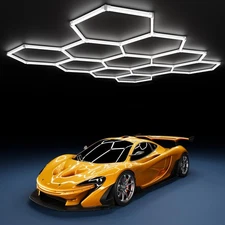 11Grids Hexagon Garage Light: 48Pack 384W 47000LM High Brightness Hexagon Gar...