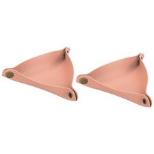 6" Leather Valet Tray, 2 Pack Catchall Holder Foldable Decorative Tray, Pink