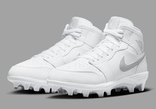 Nike Air Jordan 1 Mid White Grey Football Cleat Mens Size