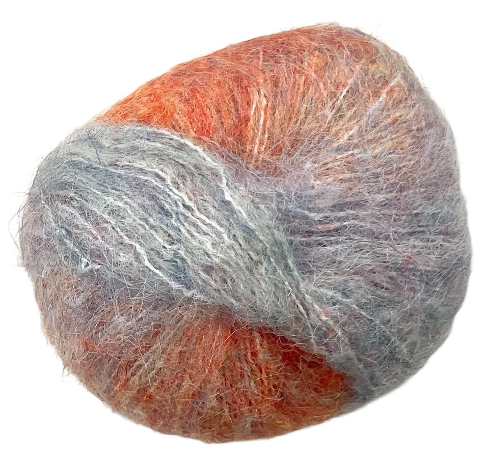 6-Mohair, шерсти, акриловой пряжи мячи оранжевый и синий цвет градиент 50 г каждый новый - Изображение 2 из 2