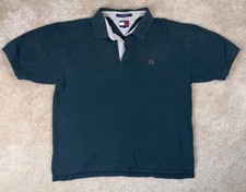 Vintage 90s Tommy Hilfiger Crest Polo Shirt Mens XLarge Green Lion Embroidered