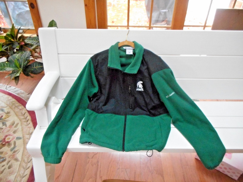 Columbia Womens XL Black Green Michigan State Spartan FULL ZIP JACKET Ex Cond