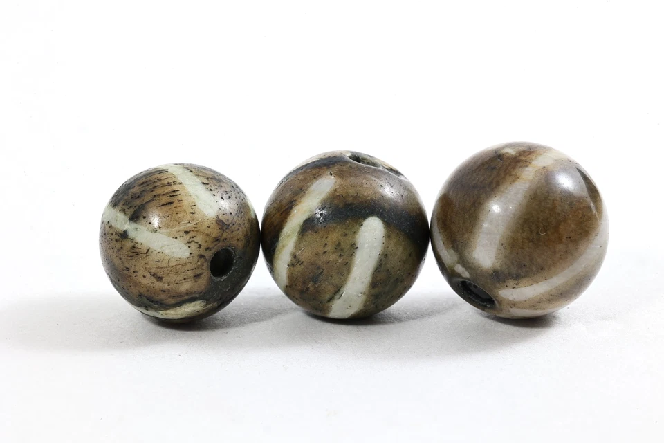 Juego de tres antiguos pares de cuentas Pumtek Gzi Dzi antiguas genuinas mil años 1ªG Foto 3 de 4