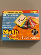 Edupress Math in a Flash Cards Subtraction NEW/Open Box 169 Flash Cards