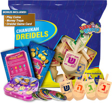 Hanukkah Wooden Dreidel Pack of 10 - Medium