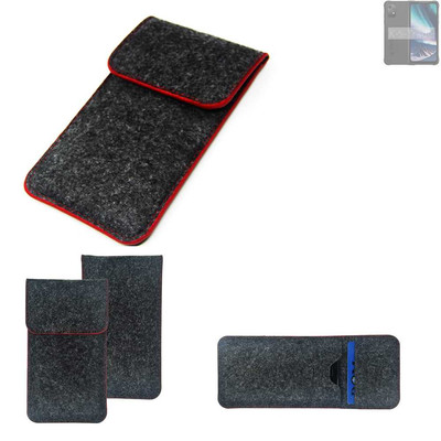 Filz Hülle für UMIDIGI Bison X20 dunkelgrau roter Rand Case Tasche Schutz Hül