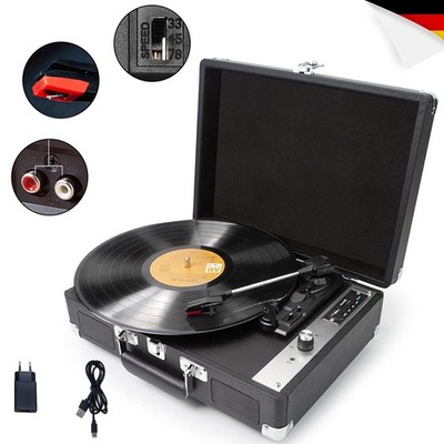Bluetooth tragbaren Vinyl Plattenspieler Schallplattenspieler mit 3Gang 33/45/78