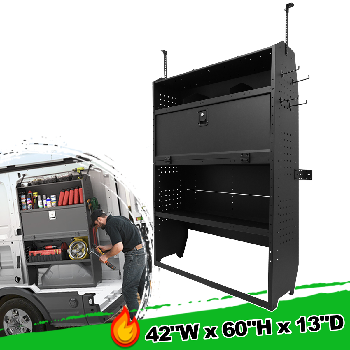 32''W/ 42''W/ 52''W Van Shelves w/ Lockable Door Kits Fit for
