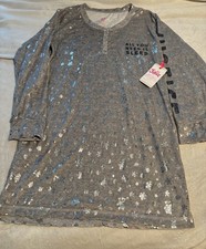 NWT Justice Nightgown Girls Snowflake Snow Day Pajamas Shirt Sleep 16/18 XL