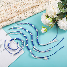 Tzitzits Set, 4 Pieces Tzitzits Tassels with Hanging Hooks with Longer Blue Mess