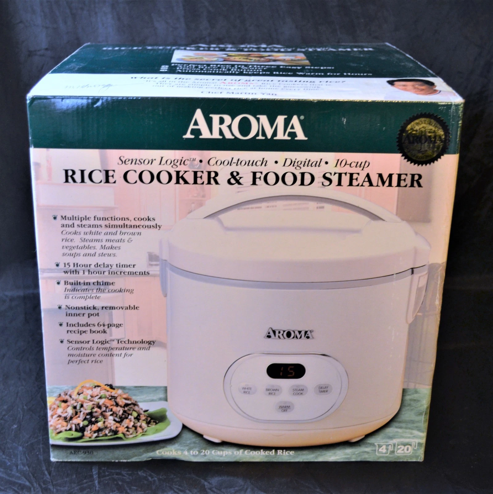 AROMA Rice Cooker & Food Steamer 10 Cup Multi Function Timer Non Stick NIB