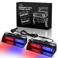 Emergency Dash Strobe Lightsred Blue Police Safety Flashing Hazard Windshiel...