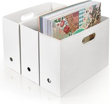 Foldable Scrapbook Paper Storage 12x12 White 3 Pack Soft And Thick PP Material