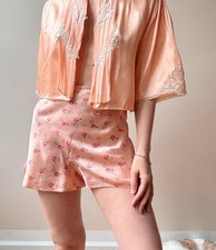 Vintage 1940s Floral Rayon Satin Tap Pants